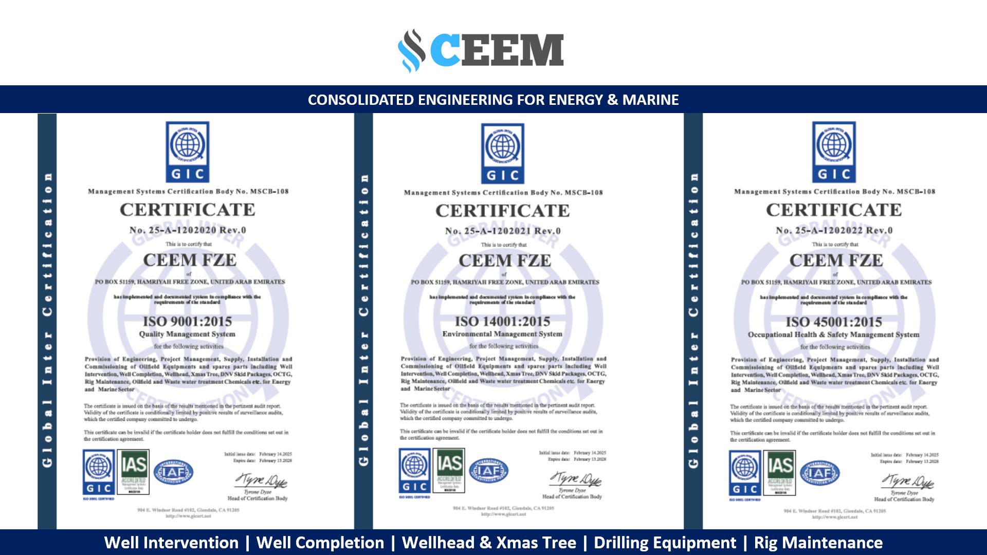 CEEM FZE Certifications